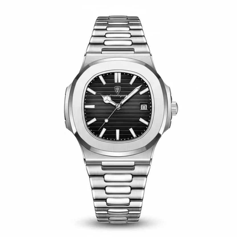 Luxury Watch Business 50 ATM Waterproof Male Clock Luminous Date Stainless Steel Square Quartz Men Watches Reloj Hombre