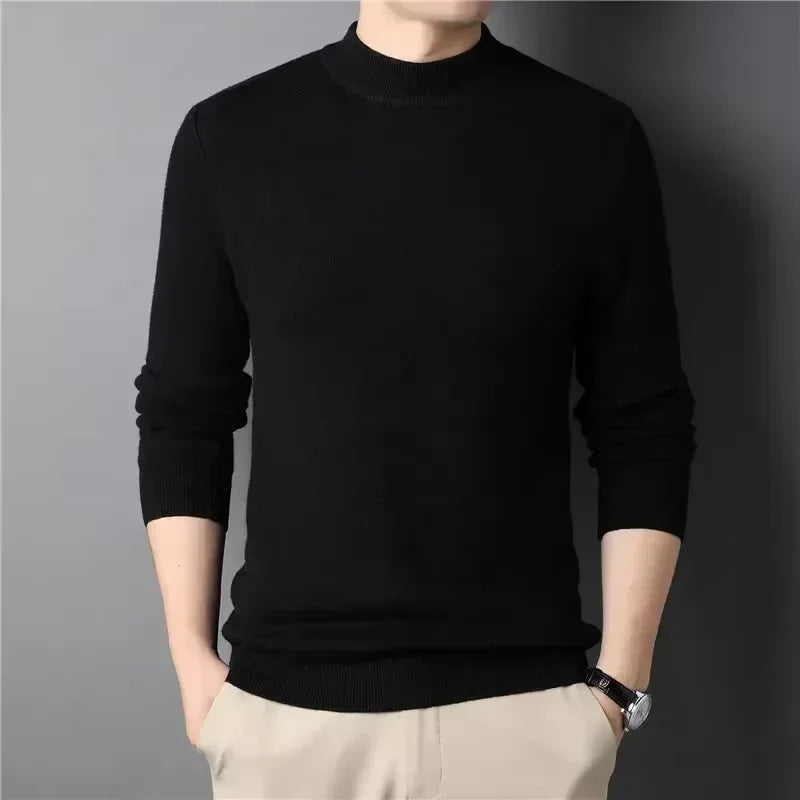 2024 Brand New Men'S Cashmere Sweater Half Turtleneck Men Sweaters Knit Pullovers for Male Youth Slim Knitwear Man Sweater