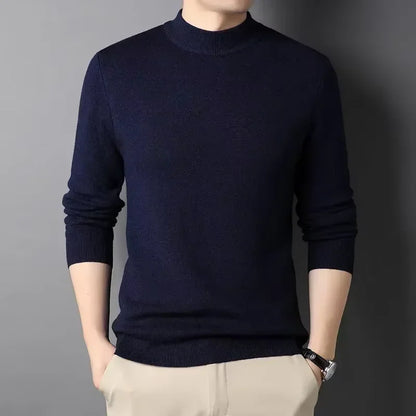 2024 Brand New Men'S Cashmere Sweater Half Turtleneck Men Sweaters Knit Pullovers for Male Youth Slim Knitwear Man Sweater