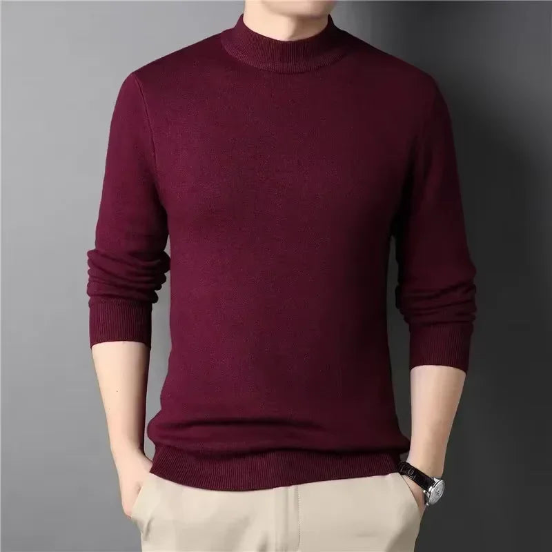 2024 Brand New Men'S Cashmere Sweater Half Turtleneck Men Sweaters Knit Pullovers for Male Youth Slim Knitwear Man Sweater