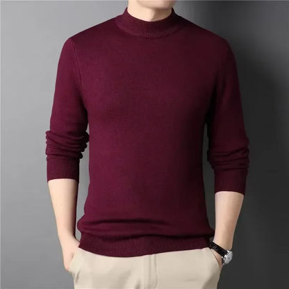 2024 Brand New Men'S Cashmere Sweater Half Turtleneck Men Sweaters Knit Pullovers for Male Youth Slim Knitwear Man Sweater