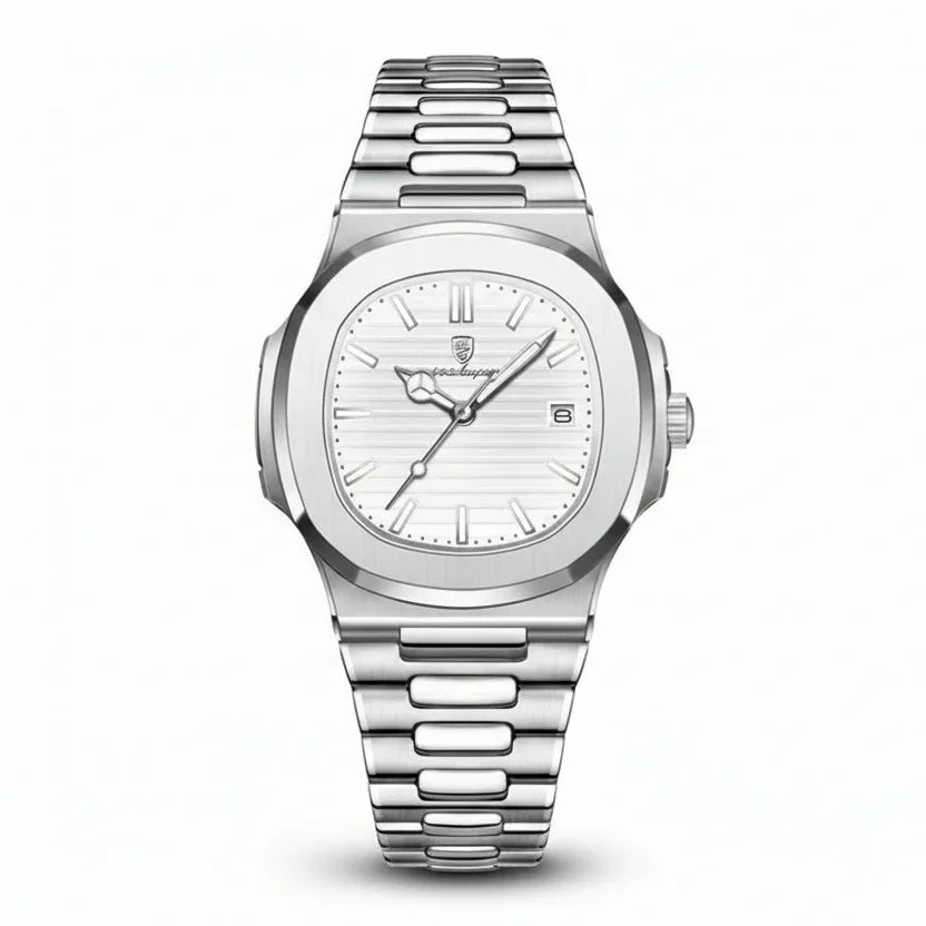 Luxury Watch Business 50 ATM Waterproof Male Clock Luminous Date Stainless Steel Square Quartz Men Watches Reloj Hombre