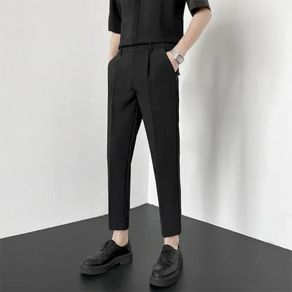 Autumn New Style Men'S Casual Straight Leggings Korean Loose Fit Nine Points British Style No Ironing Slimming Casual Pants