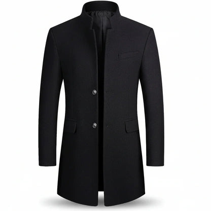 Brand Business Casual Trench Coat Men Chinese Style Solid Color Winter Coat Men 2025 Autumn and Winter Wool Coat for Men