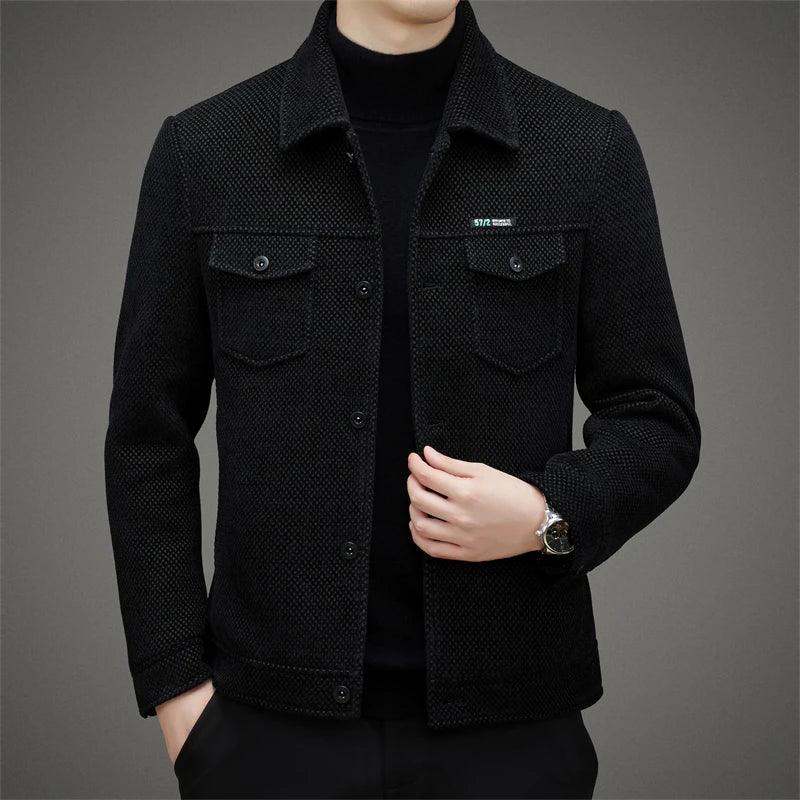 Men'S Thick Casual Coat High Quality Lapel Trend Spring Autumn Jacket 2025 New Middle-Aged Dad Wear Top All