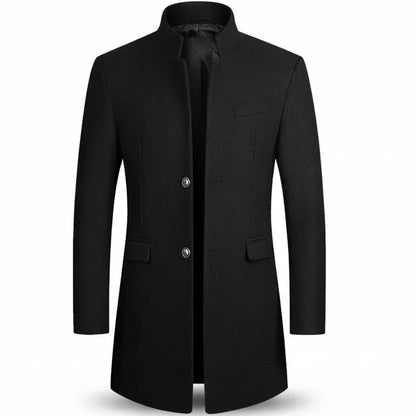 Brand Business Casual Trench Coat Men Chinese Style Solid Color Winter Coat Men 2025 Autumn and Winter Wool Coat for Men