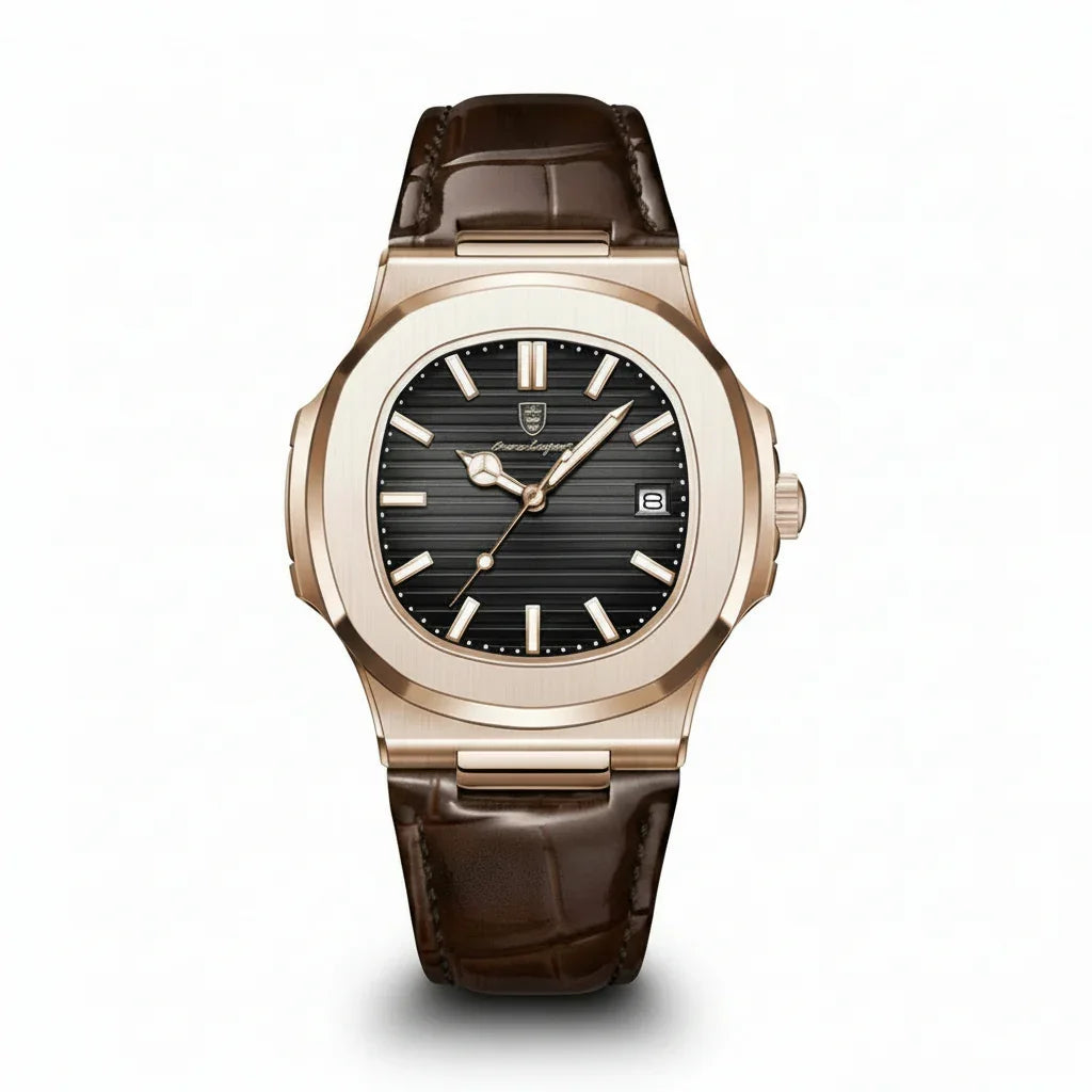 Top Luxury Square Man Watch Date Waterproof Luminous Men Wristwatch High Quality Leather Men'S Quartz Watches+Box Reloj