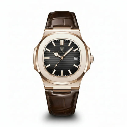 Top Luxury Square Man Watch Date Waterproof Luminous Men Wristwatch High Quality Leather Men'S Quartz Watches+Box Reloj