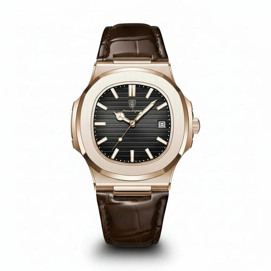 Top Luxury Square Man Watch Date Waterproof Luminous Men Wristwatch High Quality Leather Men'S Quartz Watches+Box Reloj