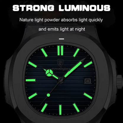 Luxury Watch Business 50 ATM Waterproof Male Clock Luminous Date Stainless Steel Square Quartz Men Watches Reloj Hombre