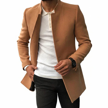 Men'S Slim Coat Fashion Single-Breasted Solid Color Business Jackets Fall and Winter Tops Outwear Clothing