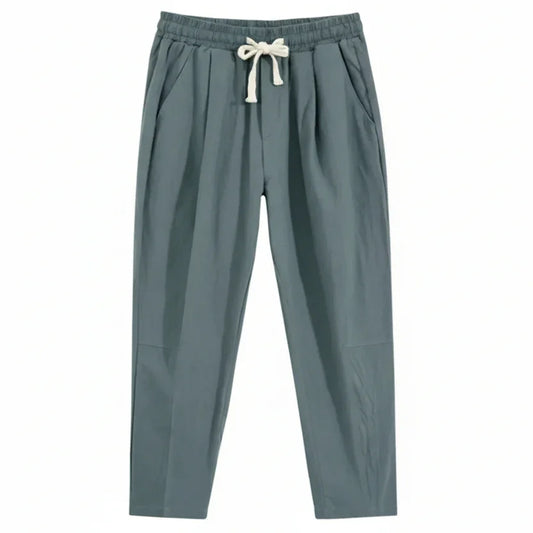 Men'S Trousers Cotton Linen Fashion Casual Pants Solid Color Breathable Loose Shorts Straight Drawstring Pants Streetwear Men